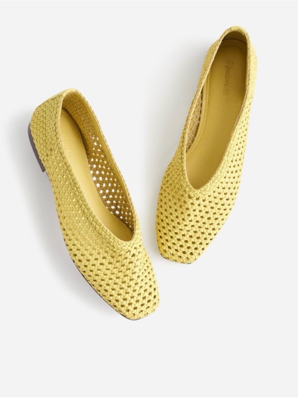 Madewell The Mylie Woven Ballet Flats Yellow Leather Sz (Runs Large)